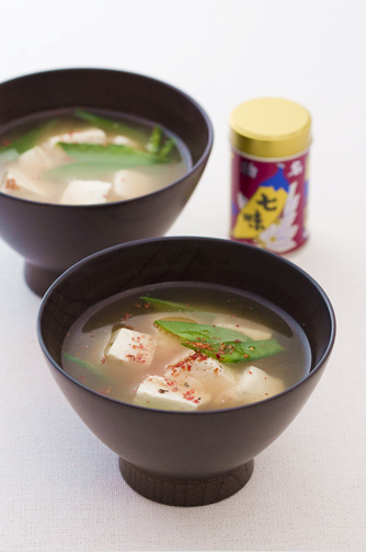 Miso Soup with Tofu and Snow Peas